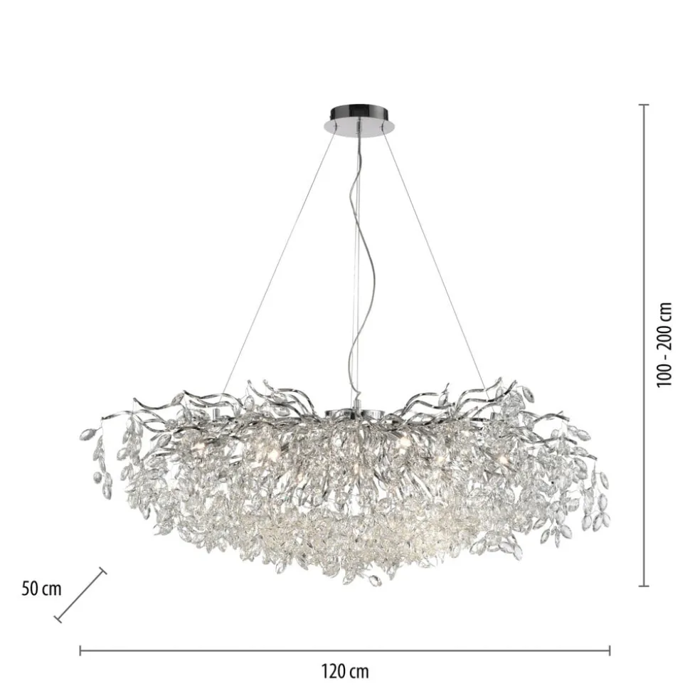 Paul Neuhaus Ricicle-lysekrone, krom, længde 120 cm