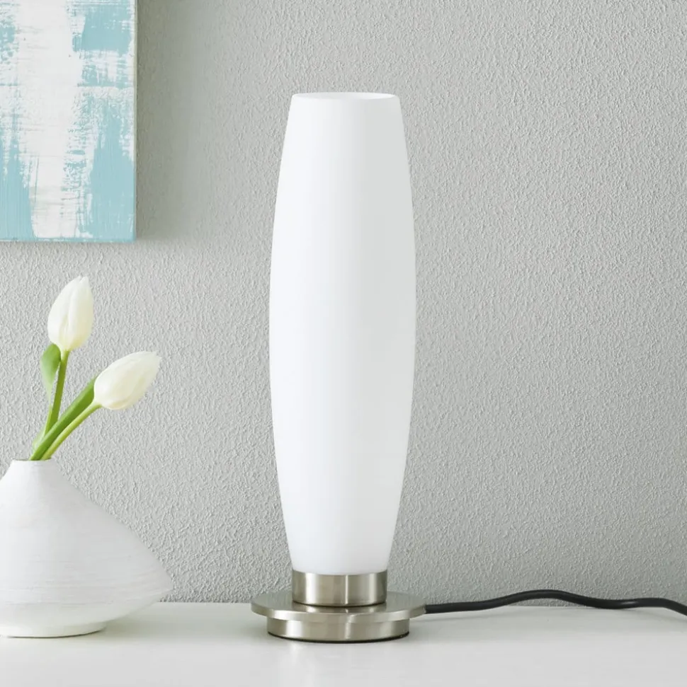 Paul Neuhaus Tyra bordlampe, glas, Ø 10 cm, dæmpbar, G9