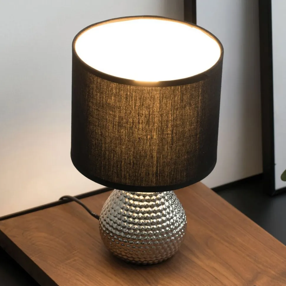 Pauleen Sip of Silver bordlampe med stofskærm