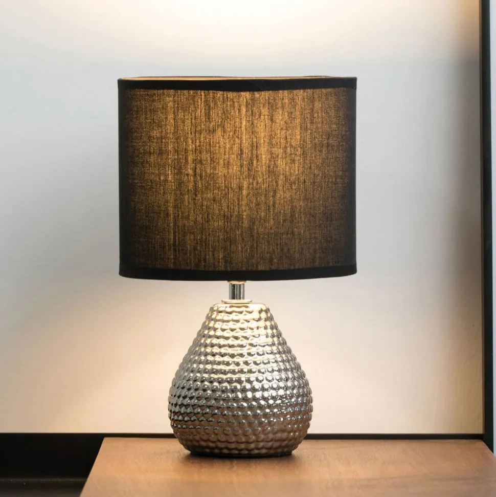 Pauleen Sip of Silver bordlampe med stofskærm