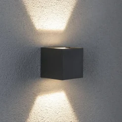 Paulmann Cybo udendørs LED-væglampe, 2.700 K, 8 x 8 cm, grå
