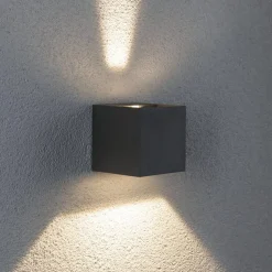 Paulmann Cybo udendørs LED-væglampe, 2.700 K, 8 x 8 cm, grå