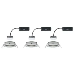 Paulmann 3-delt Slim Coin, vippelig, dæmpbar, jern