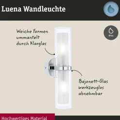 Paulmann Luena væglampe IP44 krom E14 2-lysk.