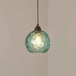 Pendellampe Benek, blå, glas, Ø 20 cm, E27