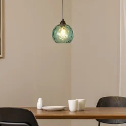 Pendellampe Benek, blå, glas, Ø 20 cm, E27