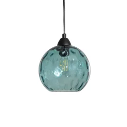 Pendellampe Benek, blå, glas, Ø 20 cm, E27