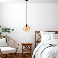 Pendellampe Benek, gul, glas, Ø 20 cm, E27