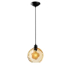 Pendellampe Benek, gul, glas, Ø 20 cm, E27