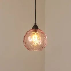Pendellampe Benek, pink, glas, Ø 20 cm, E27
