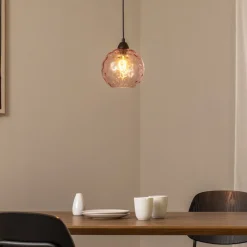 Pendellampe Benek, pink, glas, Ø 20 cm, E27