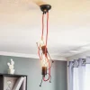 Pendellampe Bobi 2 i sort, kabel rød, 2 lyskilder.