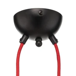 Pendellampe Bobi 2 i sort, kabel rød, 2 lyskilder.