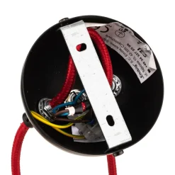 Pendellampe Bobi 2 i sort, kabel rød, 2 lyskilder.