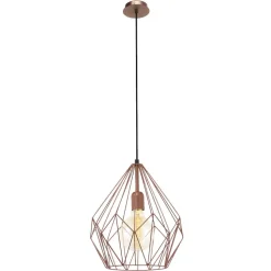 Pendellampe Carlton i vintagestil, kobber Ø 31 cm