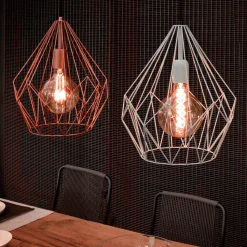 Pendellampe Carlton i vintagestil, kobber Ø 31 cm