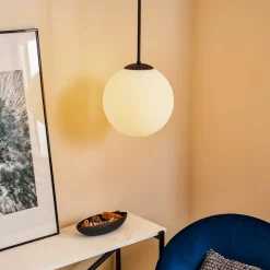 Pendellampe Dione, 1 lyskilde, hvid/sort 30 cm