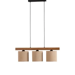 Pendellampe Forest, træ lys/sort, jute natur, 3 lyskilder.