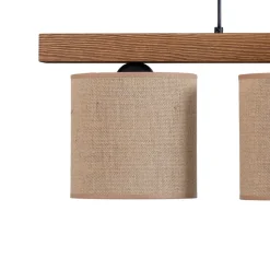 Pendellampe Forest, træ lys/sort, jute natur, 3 lyskilder.