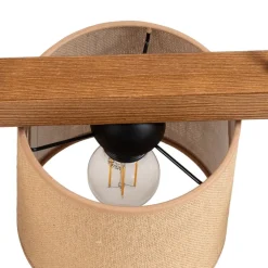 Pendellampe Forest, træ lys/sort, jute natur, 3 lyskilder.