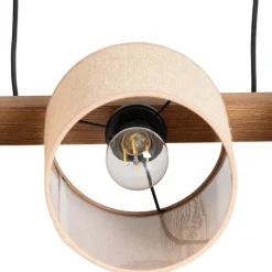 Pendellampe Forest, træ lys/sort, jute natur, 3 lyskilder.