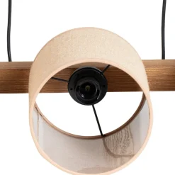 Pendellampe Forest, træ lys/sort, jute natur, 3 lyskilder.