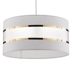 Pendellampe Helen tekstilskærm hvid-guld Ø 40 cm