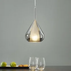 Pendellampe lilla, røggrå, 1-lys, glas