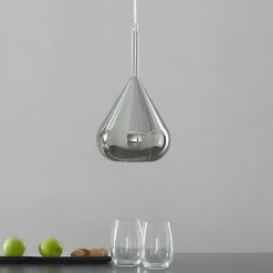 Pendellampe lilla, røggrå, 1-lys, glas