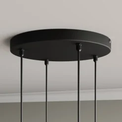 Pendellampe Midnight i sort/kobber 4 lyskilder, rund