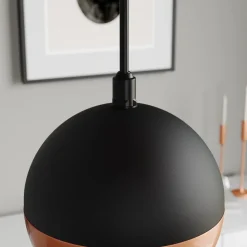 Pendellampe Midnight i sort/kobber 4 lyskilder, rund