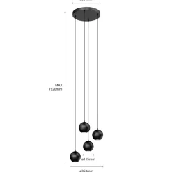 Pendellampe Midnight sort 4 lyskilder rund