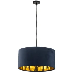 Pendellampe Salina silke stof blå/guld Ø 50cm