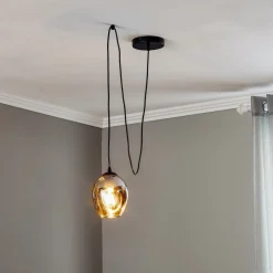 Pendellampe Starla decentral 1 lyskilde Glas grafit