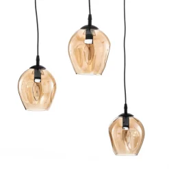 Pendellampe Starla, glas ravfarvet, 3 lyskilder decentreret