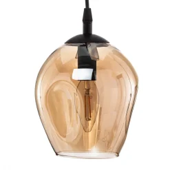 Pendellampe Starla, glas ravfarvet, 3 lyskilder decentreret