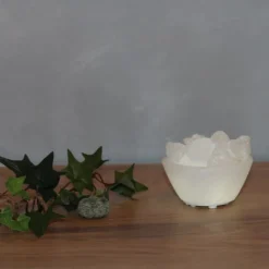 Petite LED-saltkrystalskål i hvid