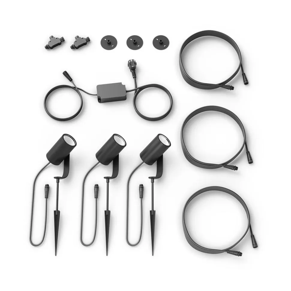 Philips Hue LED-spot Lily, sæt med 3, bridge, RGB, CCT, IP65