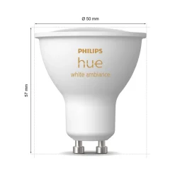 Philips Hue White Ambiance LED-reflektorpære GU10 4,2 W, 2-pak