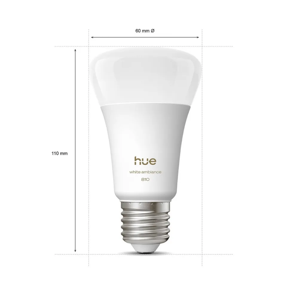 Philips Hue White Ambiance Smart E27 LED, 6 W 810 lm CCT 2 stk