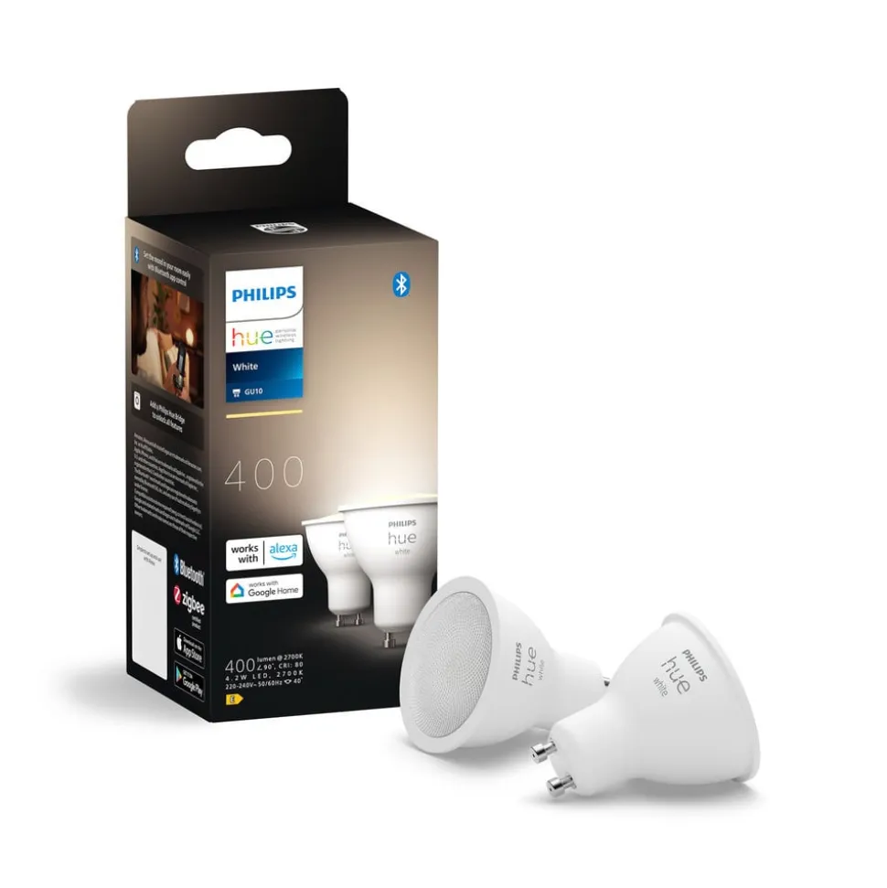 Philips Hue White LED-reflektorpære GU10 4,2 W, 2-pak