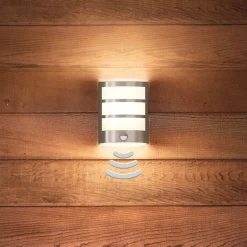 Philips Python udendørs LED-væglampe med sensor, stål