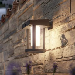 Philips solcelle-væglampe Camill, sort/hvid, Ø 14 cm