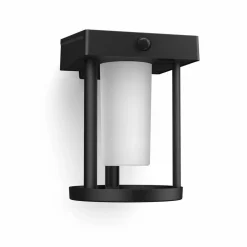 Philips solcelle-væglampe Camill, sort/hvid, Ø 14 cm