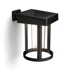 Philips solcelle-væglampe Camill, sort/klar, Ø 14 cm