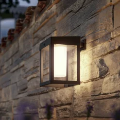 Philips solcelle-væglampe Camill sort/hvid 14 x 14 cm