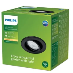 Philips udendørs indbygningslampe Fresco, sort, stål, GU10