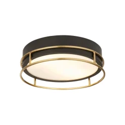 Phoenix loftslampe, Ø 30 cm, sort/messing, IP44