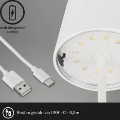 Piha LED-bordlampe med genopladeligt batteri, hvid