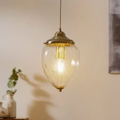 Pineapple pendellampe, antik messing